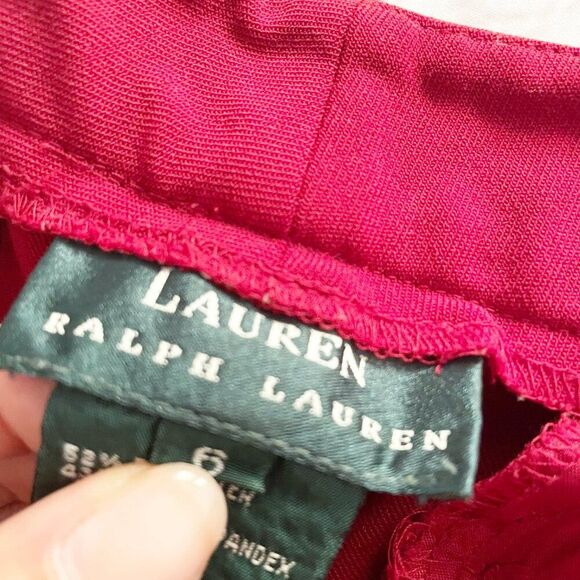 Womens Bright Red Wool Blend Straight Mid Rise Classic Pants 6 Workwear Corpcore - Picture 10 of 10